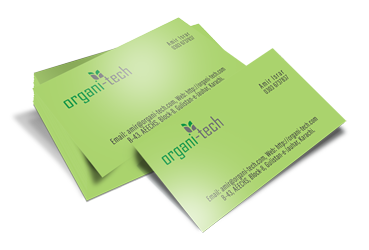 OrganiTech business card design mockup